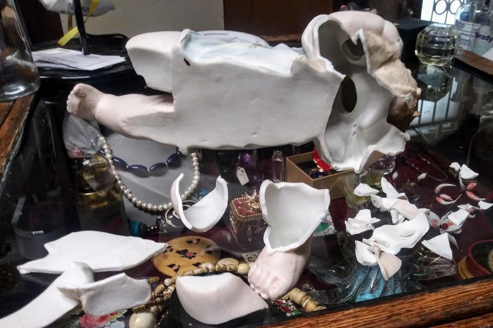 Baby doll w dog backside broken