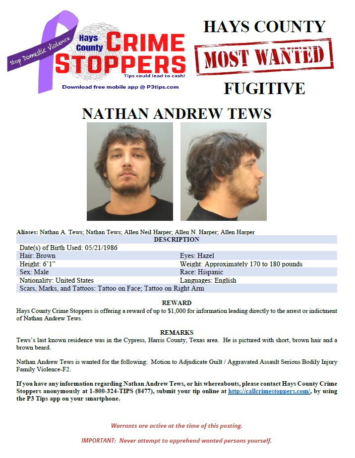 Tews most wanted poster