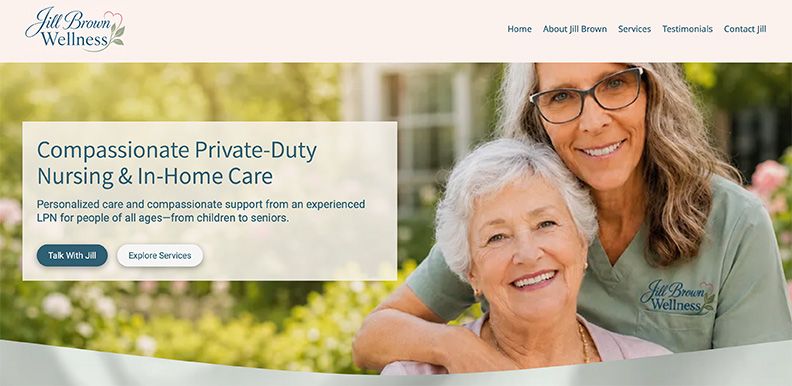 Jill brown wellness website screen capture