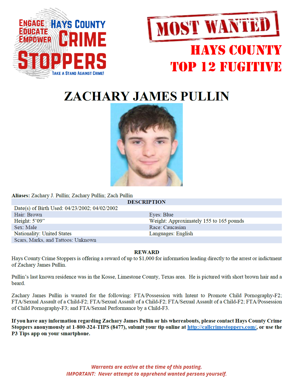 Pullin most wanted poster