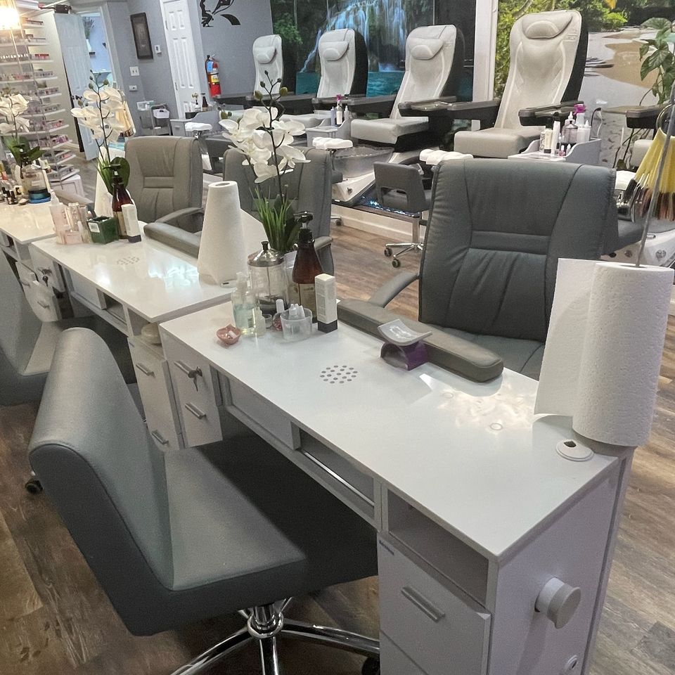 Working station where nail service is performed at Nail Lovers in Sound Beach NY