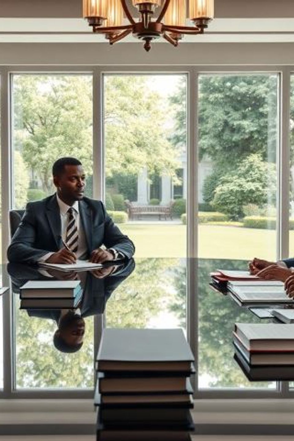 Meeting of black lawyer in an office