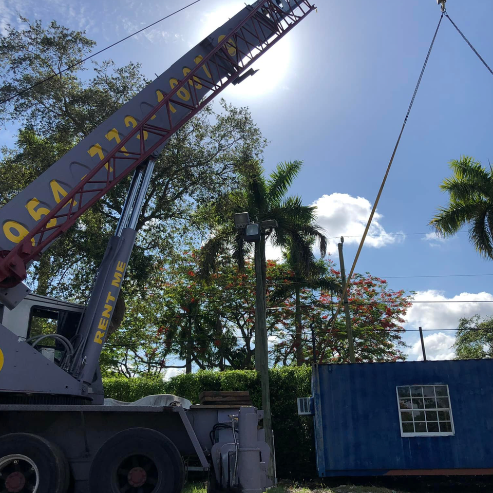 Rmoving an office trailer from miami jobsite